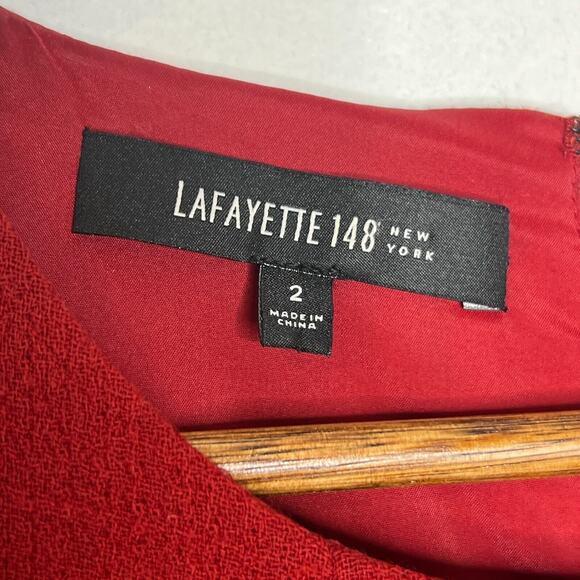 Lafayette 148 Women's Red Sleeveless Sheath Dress Size 2 - Picture 4 of 10